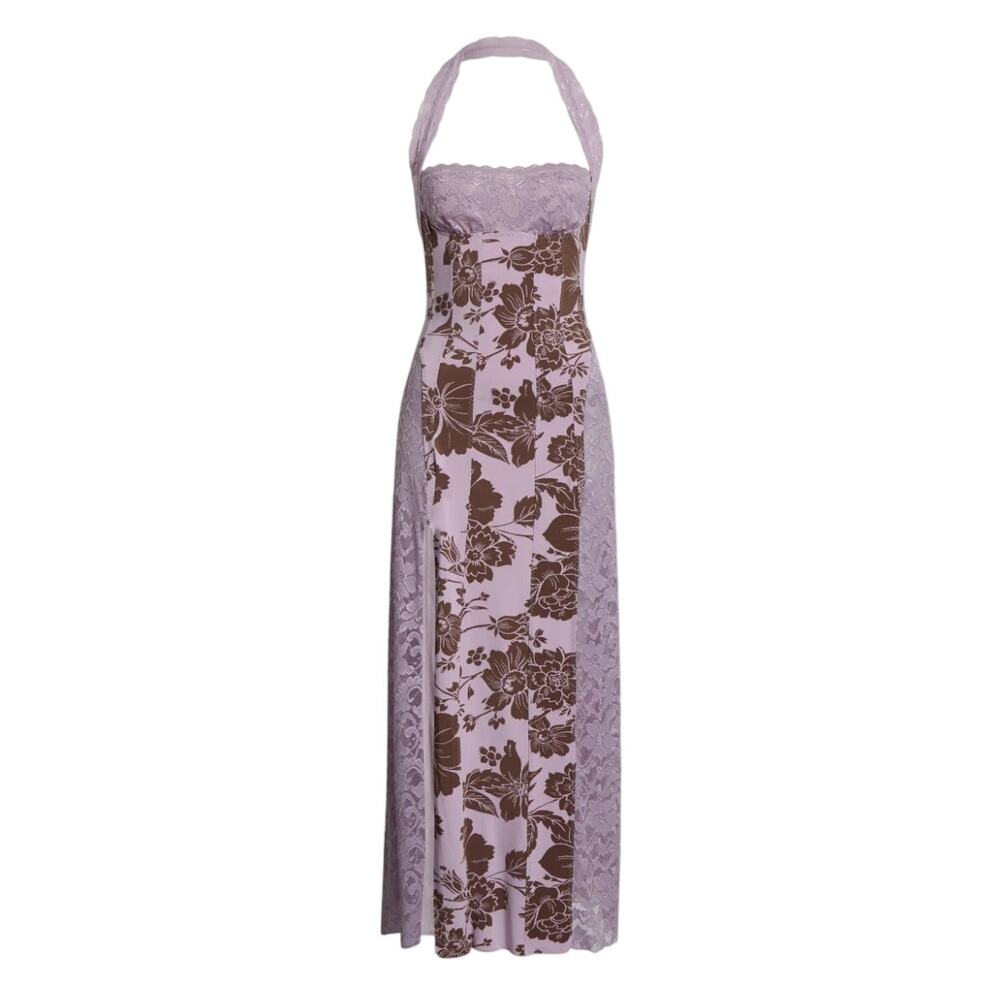 Y2K inspired boho retro Free People Love You Most Lace Halter Maxi Dress size M - Picture 1 of 16